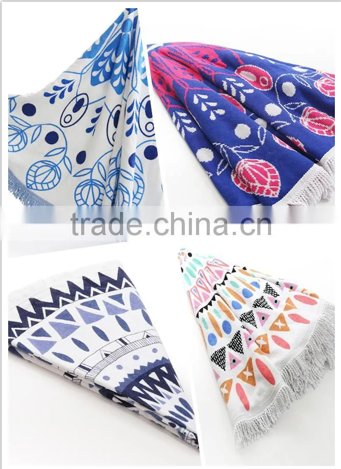 Custom Design 100% Cotton Round Beach Towel Printed Beach Pareo High Quality