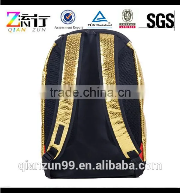 Hiking Camping Black Canvas Student Custom Woven Label Backpack