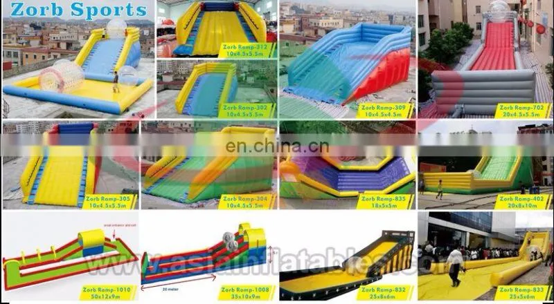 inflatable zorb ramp with zorb ball for sport game