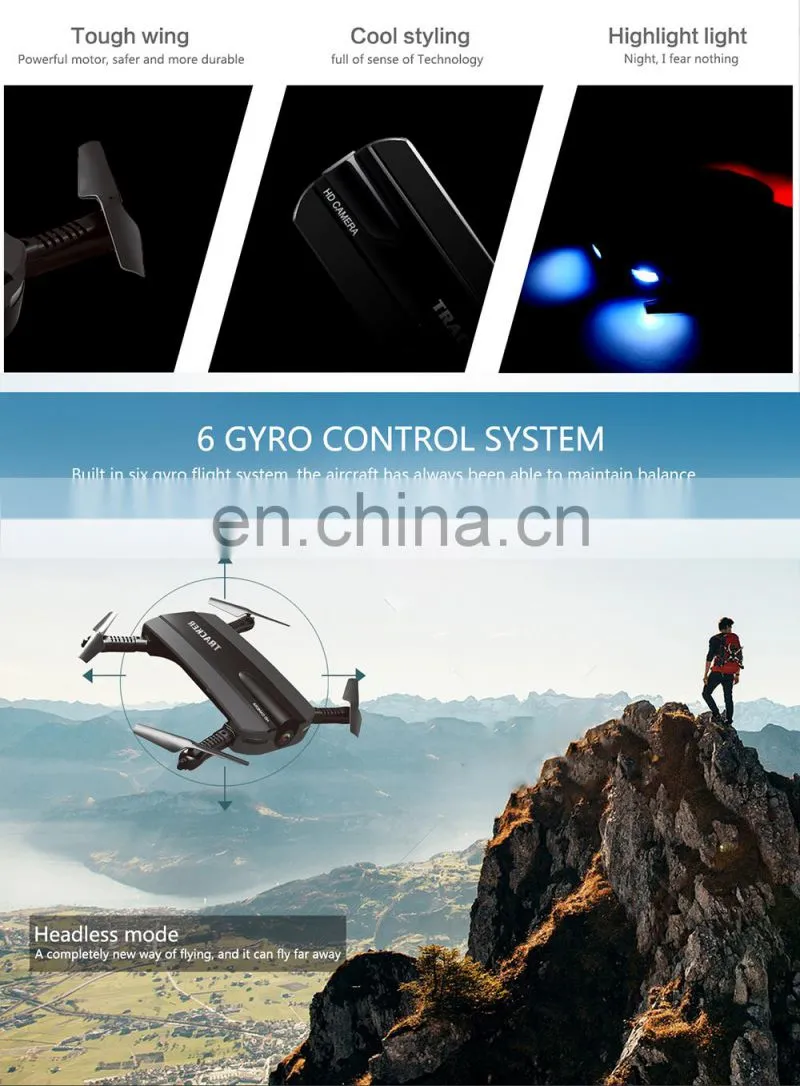 2.4G foldable mini pocket R/C drone with wifi camera and light