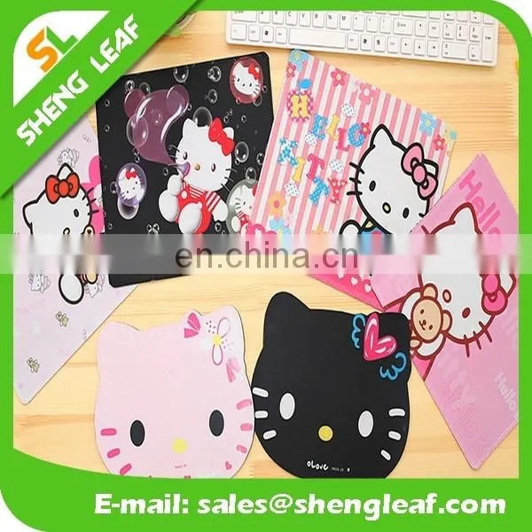 Custom hello kitty logo promotion nature rubber mouse pad