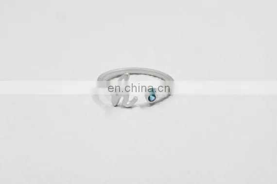 Fashion wholesale cute gold/silver plated Initial alphabet letter rings with stones