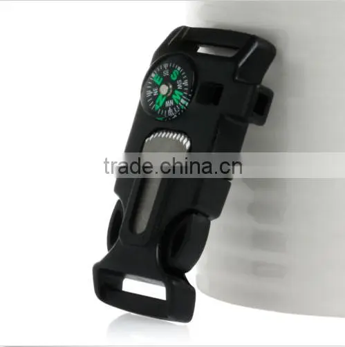 50PCS Side Buckle Whistle Compass Flint Fire Starter Scaper fr Paracord Bracelet
