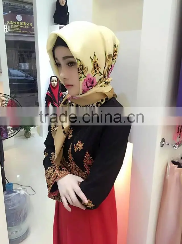 Popular french cotton 110*110cm islamic muslim square scarf