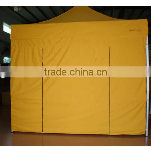 Aluminum Folding Trade Show Tent 3x3m ( 10ft X 10 ft) with Yellow Canopy & Valance(Unprinted), 4 full walls with doors, zipper