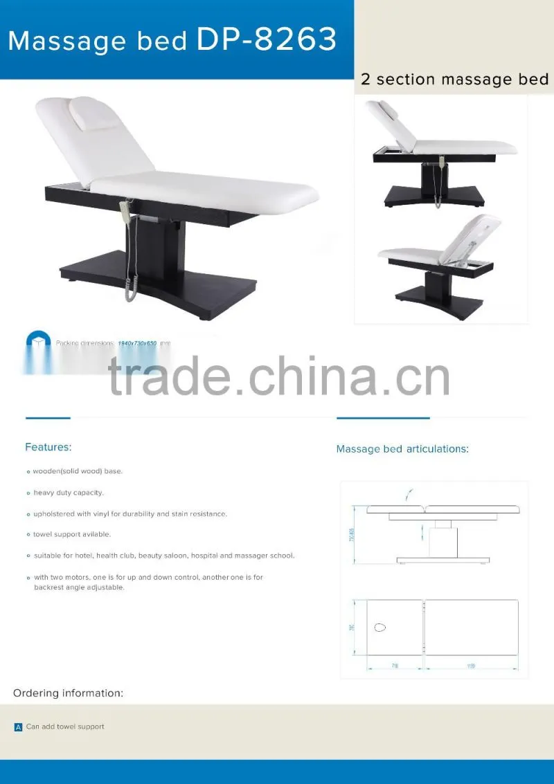 beauty salon furniture health facial bed with 2 motors