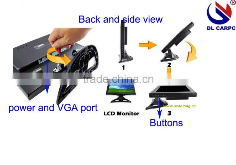 2012 China New Design 15" LCD touch panel monitor with 4-wire touch screen,VGA,AV,TV function