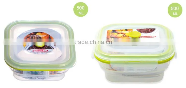 500ml Silicone food storage 100% Platinum silicone, BPA FREE, FDA, LFGB, DGCCRF