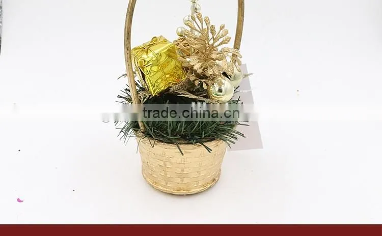 Gold Mini Christmas Tree With XMAS Gift Box And Balls Pendant For Home Decoration