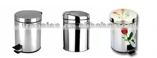 5L foot pedal ash-bin household stainless steel trash bins with painting