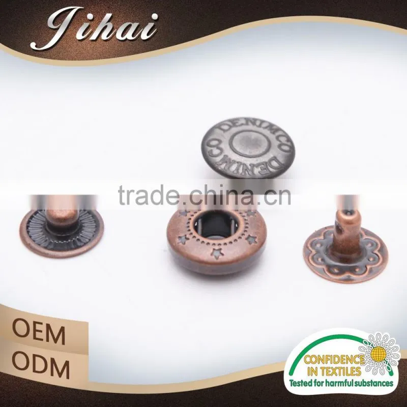Factory Direct Sale Wholesale Fashionable Round Brass Snap Button With Logo