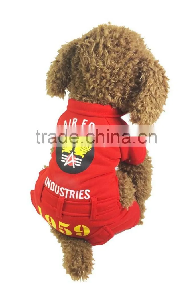 200 pcs sold in one Day Fit for Spring and Autumn USA Air Force Printed Red Dog Fleece Pet Clothes