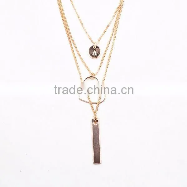 Hot Selling Womens Girls 3 Gold Tone Long Chain Alloy Charms Beads Necklace