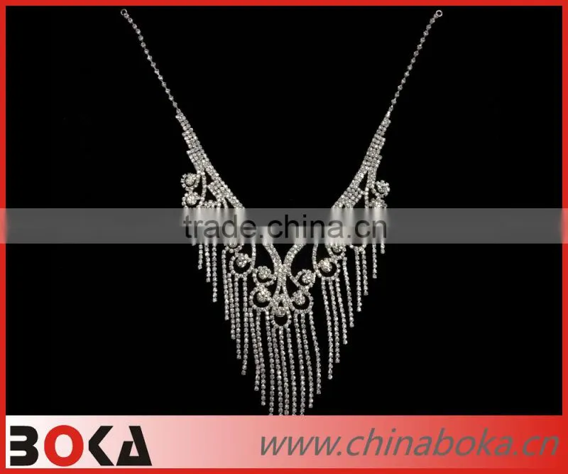 BOKA high quality bridal crystal neck trim, rhinestone necklace
