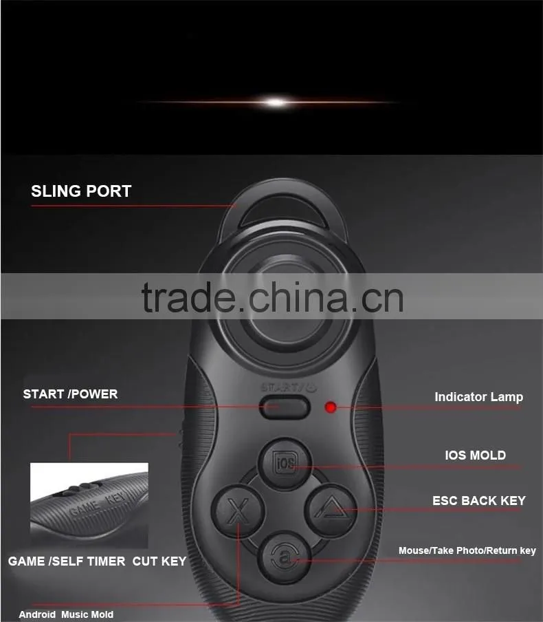 2016 mini bluetooth remote control bluetooth wireless gamepad for Android, remote-control for vr glasses hot sale