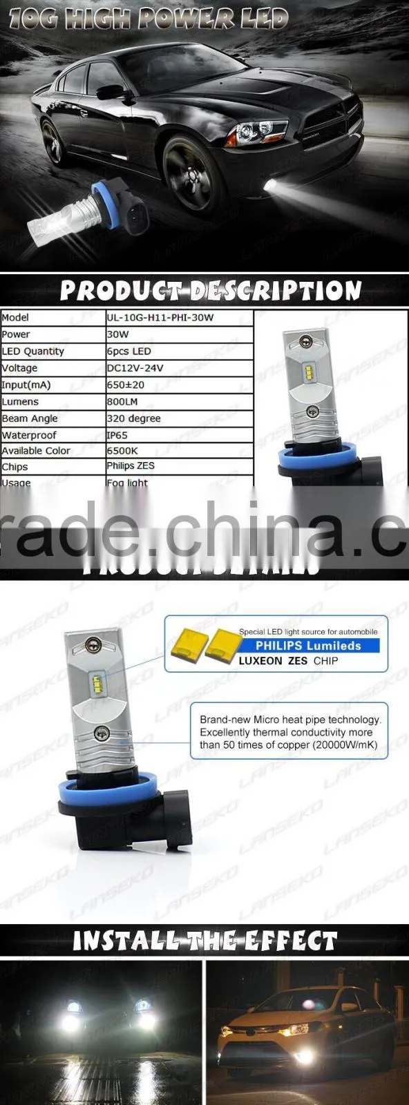 Factory direct sales 30w High Power Fog Light Led, 1156 1167 3156 3157 t20 h8 h9 9005 9006 led fog light