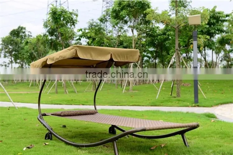 Double Hammock with Steel Stand and Sun Shade Hanging Hammock Chair Garden Swing Hammock