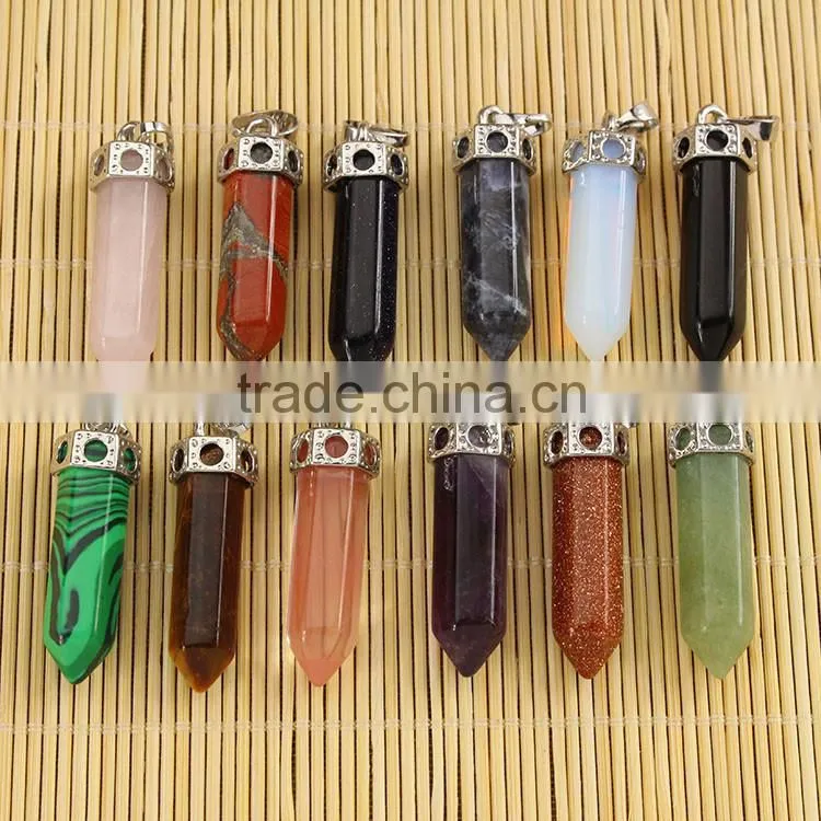 JF6913 Cheap chakra healing crystal pendants,hexagonal pendants