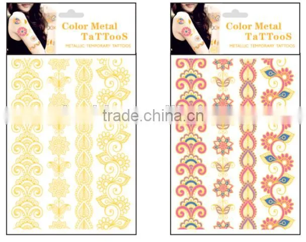 Fashion Colour Changing Metal Temporary Tattoo Sticker With Waterproof