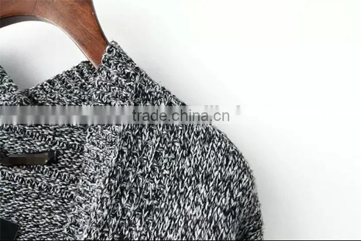 Deep v-neck long sweater coat lady knitting long sweater cardigan with pockets
