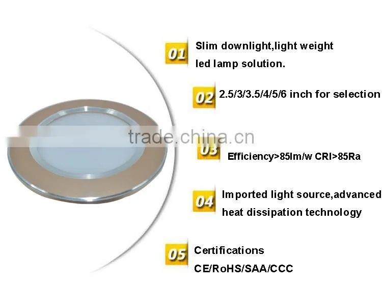 5w Elegant golden downlight housing round aluminum fixture 100mm hole size led downlight wall mounting