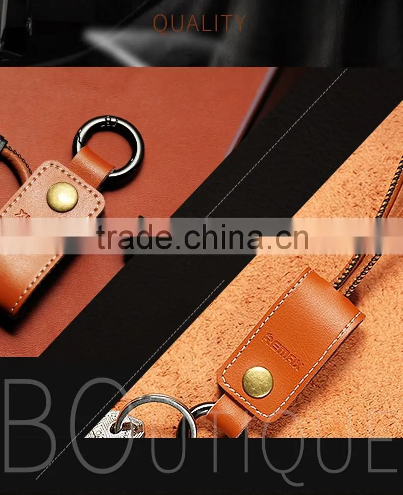 Remax RC-034i Genuine Leather Key Ring USB Cable for iPhone 6 6s Plus SE Cord Special Strap Design 32cm Cable For IOS TB-0389