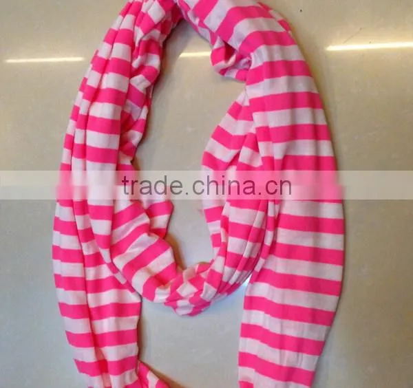 Color Striped Infinity Scarf Single Loop Scarf Stripe Jersey Knit for Men and Women