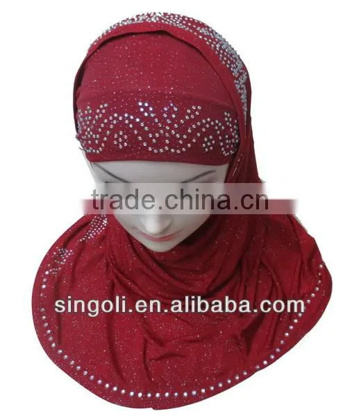 New arrival black plain crystal islamic muslim scarves