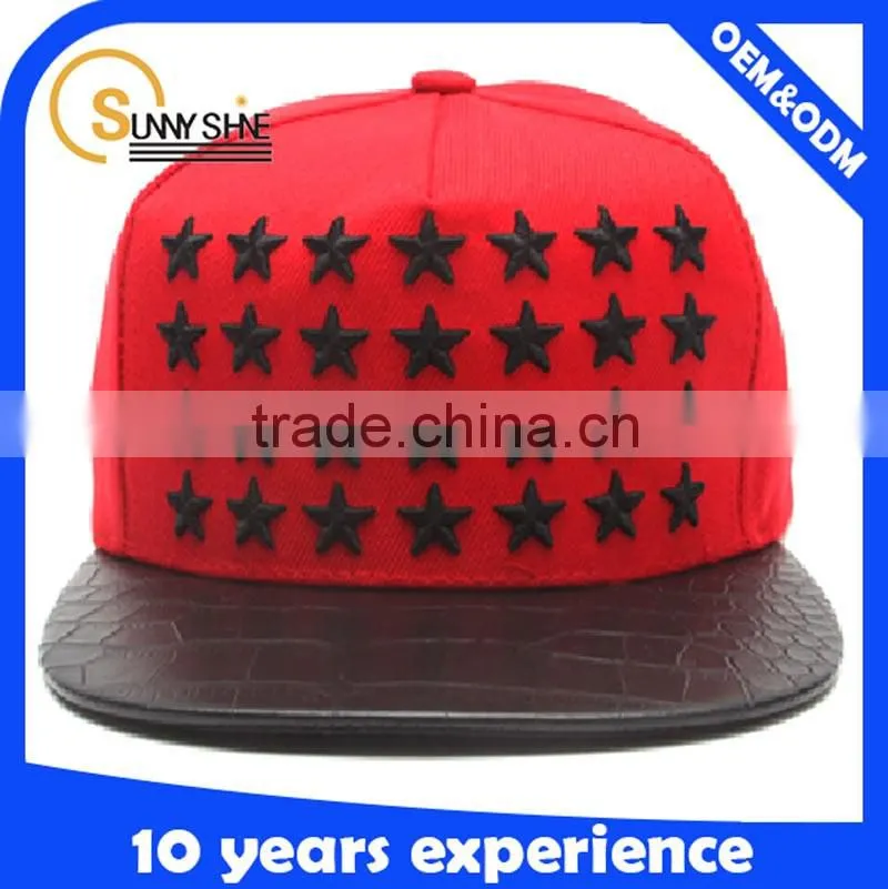 Custom blank snapback cap with leather brim flip brim snapback cap