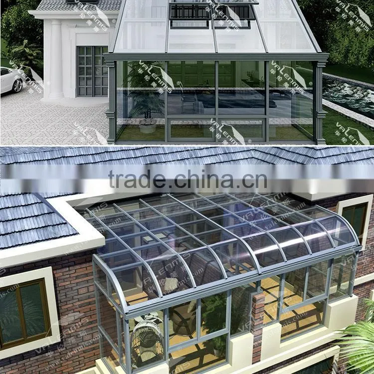 Luxurious triangle roof aluminum alloy sun room/glass house/greenhouse more change