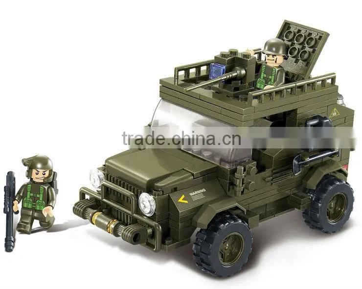 bd-7530299 building block set Military jeep plastic intelligent building block 221pcs