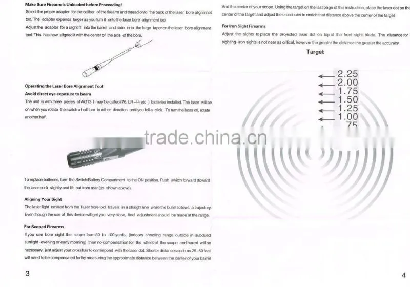 Green Dot Laser Bore Sighter Boresighter .22-.50 Caliber Rifle Scope Hunting