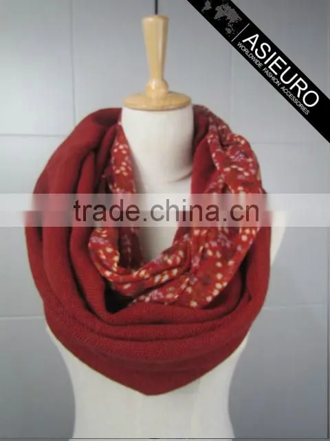 Winter Scarf With Knitted Acrylic and Printed Polyester Scarf fashion in 2016 BSCI and SEDEX