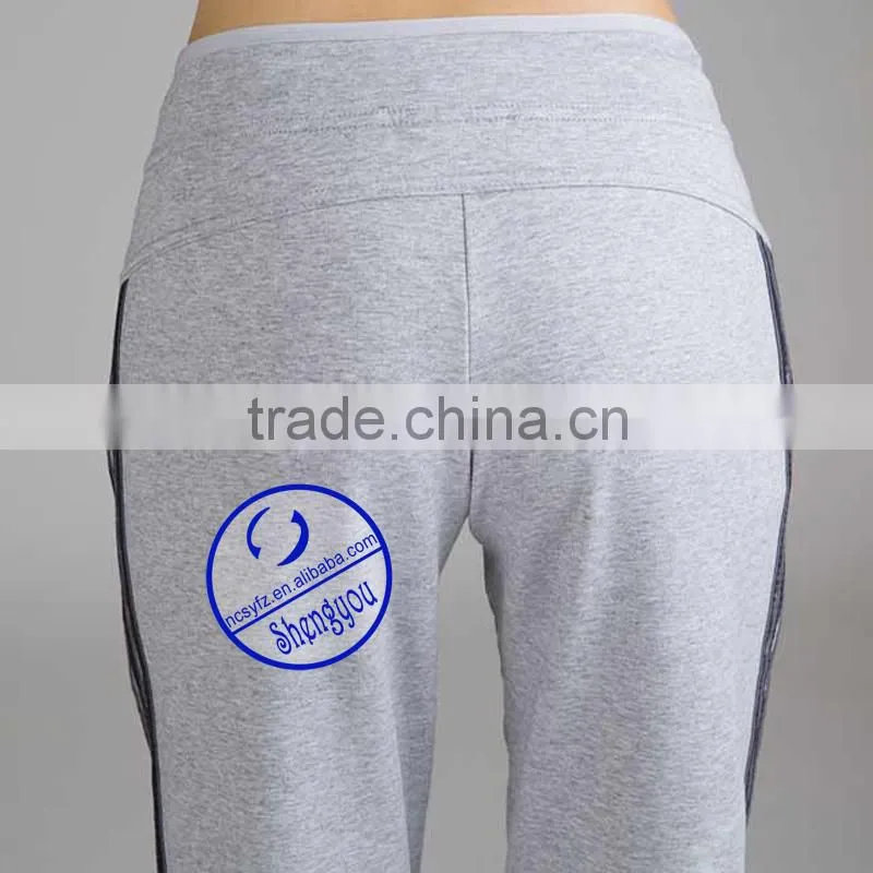 Wholesale custom cotton womens plain grey trasksuit joggers pants