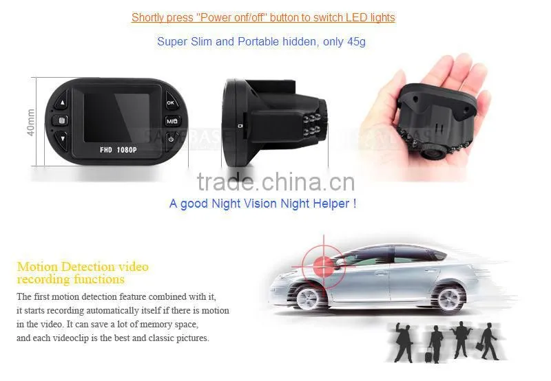 Fantastic travel mate IR G-sensor HD DVR 1080p car dvr for motorcycle