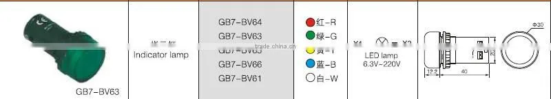 GB7-BV63 CNGAD GB7 series green with indicator lamp button switch