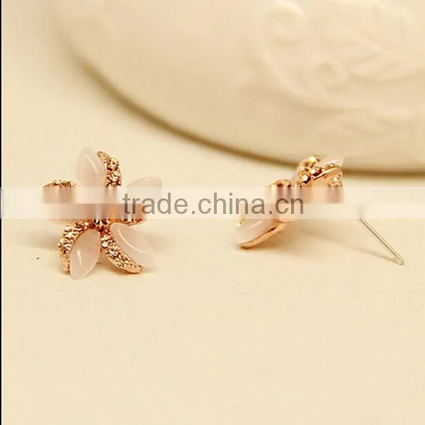2016 spring trendy wholesale flower earring unique crystal earring