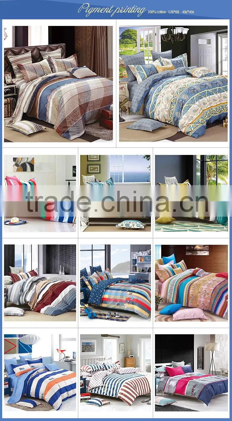 100% cotton 128*68 40s*40s pigment printed wholesale bedding set with zipperr