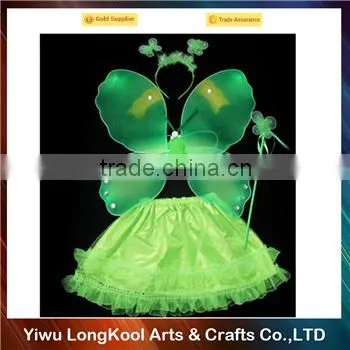Party promotion girls princess fairy wings set with wand tutu dress fairy wings costume