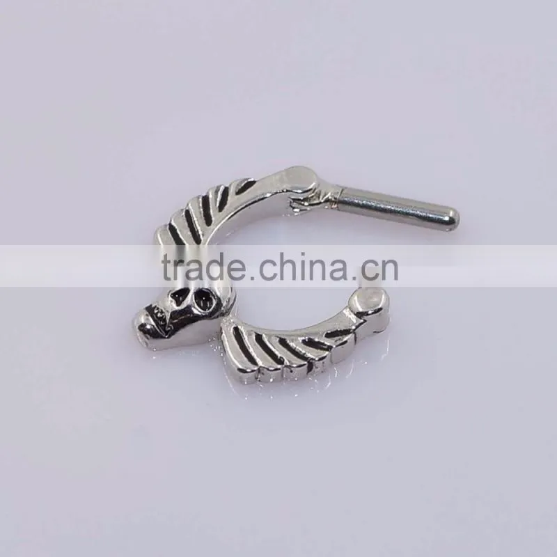 Stainless Steel Nose Ring Skull Wing Septum Clicker