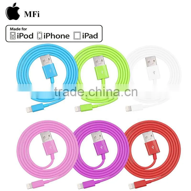 2015 China supplier 1m pink MFi phone6 charging data cable