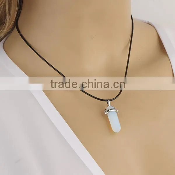 vial pendant blue stone leather choker necklace for women