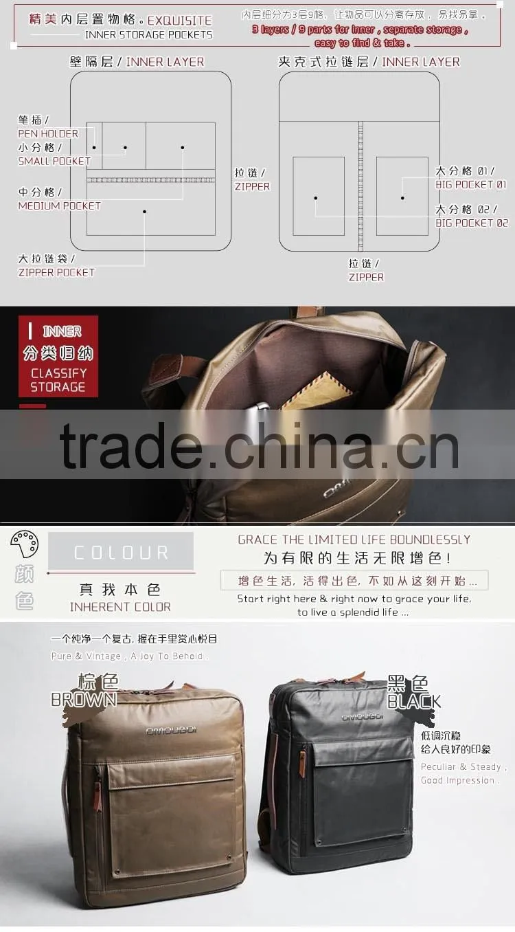 High Quality School Laptop Bag Tactical Vintage Backpack With Carry Handle