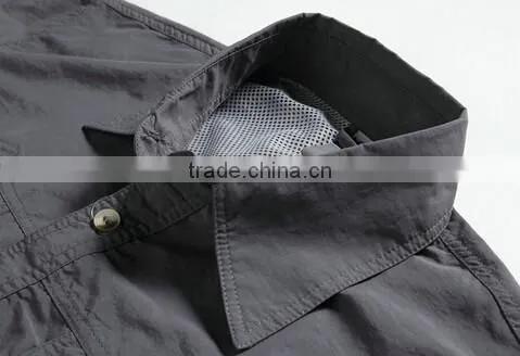 Mens Quick Dry Camping Hiking Fishing Shirt Anti Sun UV Detachable Sleeve Shirt