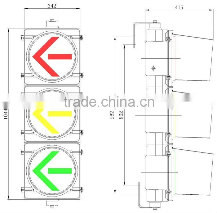 300mm arrow light PC housing led traffic light
