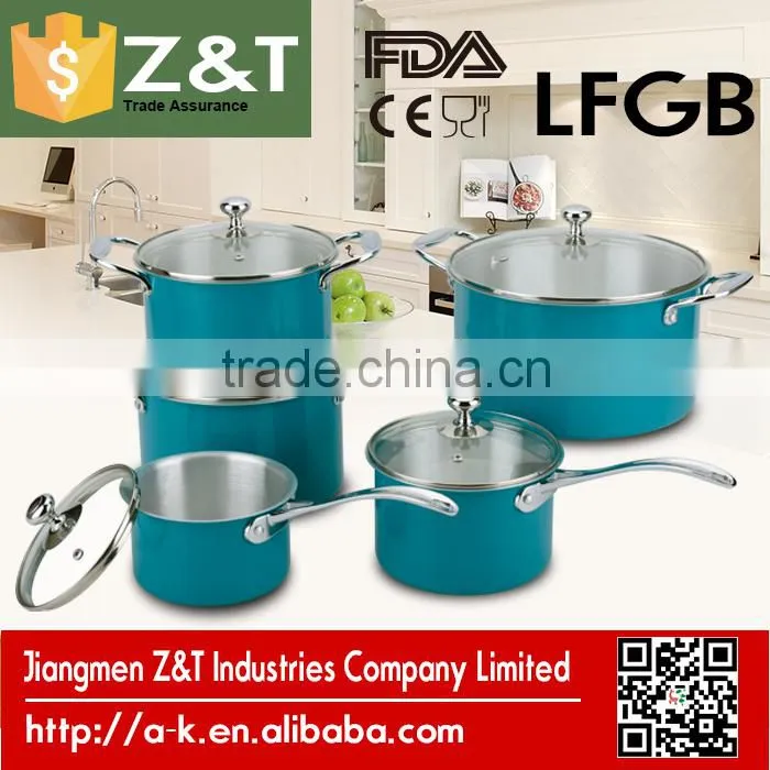 New product yellow 8pcs aluminum cooking cookware