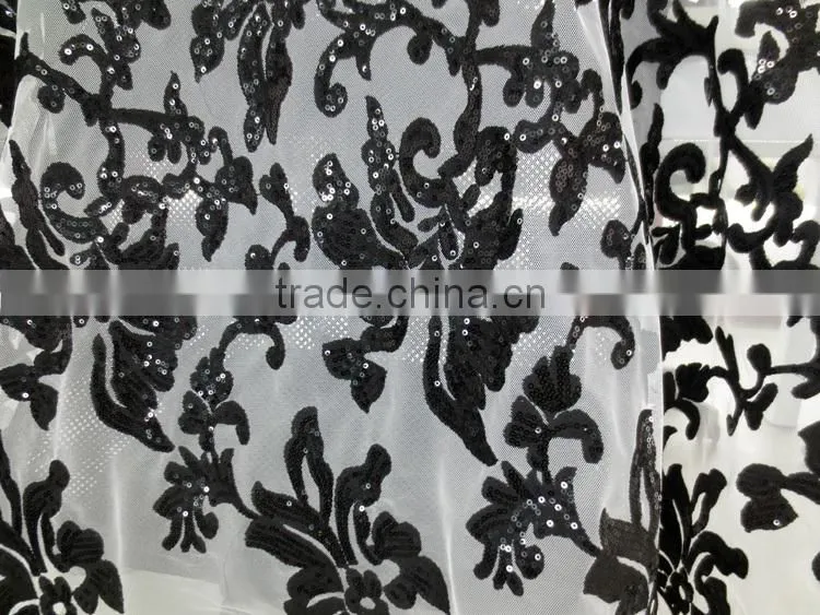 Top sale High-end African French Net Lace Sequins Tulle Lace With double net For Nigerian Parties