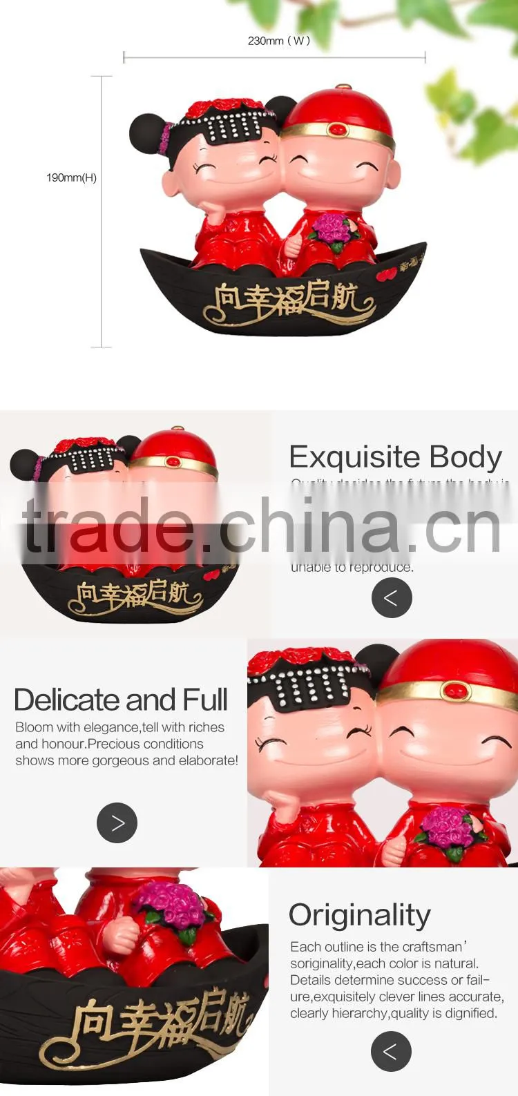 2016 3D shape carved resin cute intresting wedding couple decoration,valentine's day gifts