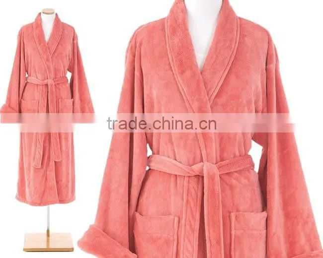 All Seasons Collection 100% polyester Eco-friendly plush fleece womens bathrobe