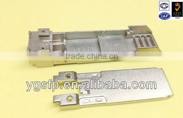 SFP+ Transceiver Housing In Fiber Optic Equipment For Cable Connector.